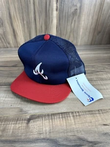 Vintage Atlanta Braves Hat Youth Adjustable 90s Baseball Snapback Mesh Cap NWT - Picture 1 of 11
