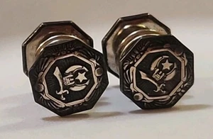 SHRINERS Masonic Art Deco de plata de ley W&H Co. Gemelos Snap de doble cara - Imagen 1 de 7