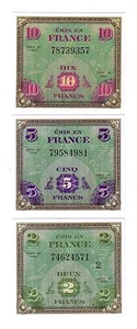SET MIT 3 BANKNOTEN 1944 "Allied Military Currency" (REPRODUKTION) - Bild 1 von 1
