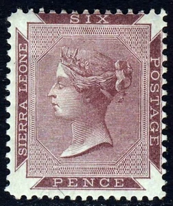 SIERRA LEONE Queen Victoria 1859 6 Pence Dull Purple P14 No Watermark SG 1 MINT - Picture 1 of 2