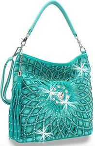 Zzfab Starburst Rhinestone Hobo Bag with Shoulder Strap Cross Body Bling Purse - Picture 1 of 1