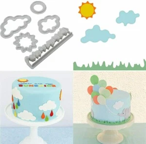 5 Pcs SUN GRASS CLOUD Fondant Cookie Cutter Cake Biscuit Decor Baking Mould Tool - Picture 1 of 9