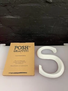POSH GRAFFITI Decorative White Wooden Letter S Measures 9 Inch - Picture 1 of 4
