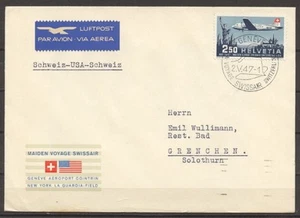 Schweiz 1947 Pro Aero, Special Genf/New York/Genf ss ++ Zumstein 65 b - Bild 1 von 1