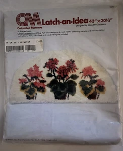 Columbia Minerva GERANIUM Rug Canvas Only 43" x 20-1/2" Latch Hook NOS Vtg 1978 - Picture 1 of 3