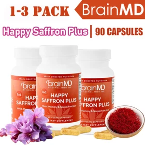 1-3PK Brain MD BrainMD Happy Saffron più 90 capsule estratto di fiori di zafferano NUOVO - Foto 1 di 13