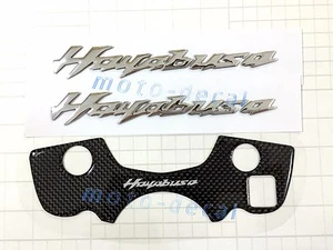 Real Carbon Fiber For Hayabusa GSX 1300R Top Triple Clamp Yoke Pad Tank 3D Decal - Picture 1 of 18