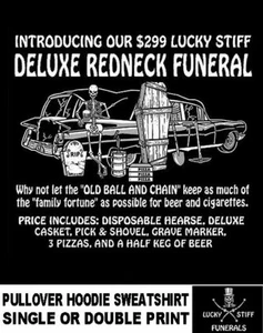 Deluxe Redneck Funeral Hearse Bier Friedhof Sarg Totenkopf Hoodie Sweatshirt - Bild 1 von 12