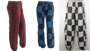Pantaloni patchwork gamba larga hippy cotone pantaloni boho combattimento festival yoga HT14 - Foto 1 di 13