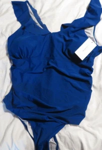 NWT Bloomchic Women's Ruffled Blue One Piece Swimsuit size 26 - Picture 1 of 3