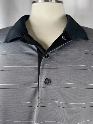 Reebok Golf 4XLT  Tall Polo Shirt Grey Black Striped Short Sleeve Beach Casual - Image 1 of 4