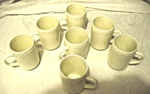 vintage scalloped rim Ivory Coffee Cups France Arcopal Lot Of 7 - Picture 1 of 18