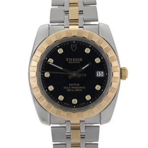 Reloj Tudor Clásico Fecha 21013 Esfera Diamante Negro Oro 18k y Acero 38mm + Tarjeta - Imagen 1 de 11
