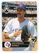 1993 Bicycle Baseball Aces Playing Card - Juan Gonzalez - Texas Rangers