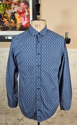 Hugo Boss Slim Fit Men's Shirt Size Medium ~ Blue Skull Polka Dotted Casual - Image 1 of 4