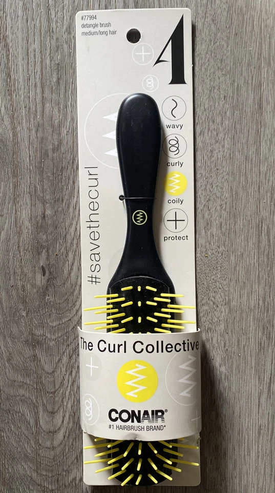 Conair The Curl Collective 长发刷 适用于中长发 黄色 全新 — 第 1/1 张图片