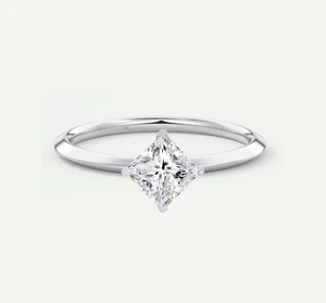 Anillo de diamantes cultivados creado en laboratorio F/VS Princesa torneado de 1/2 quilate oro blanco sólido de 14 K - Imagen 1 de 1