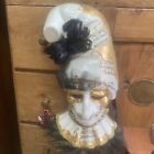 Oryginalne weneckie papierowe mache maska Venezia włochy nuty muzyczne i złoto duża dekoracja