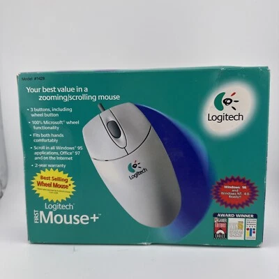 Logitech Wheel Mouse 1428 White Gray Corded USB 6ft NIB - Image 1 of 2