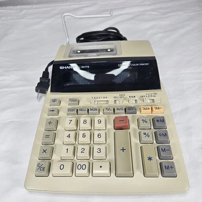 Sharp EL-1801PIII 12 Digit 2 Color Printing Desktop Calculator Tested  - Image 1 of 4