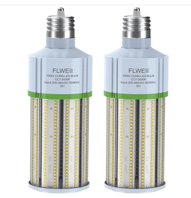 2-Pack LED Corn Light Bulb, 208-480V 100W E39 Mogul Base 5000K,14000 LM Replacem - Image 1 of 4