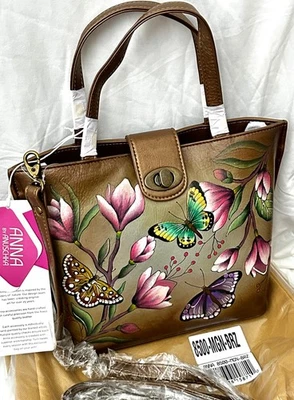 Anuschka Anna NWT🌸Convertible Shoulder Tote+Xbody Strap-Magnolia Garden Bronze - Image 1 of 4
