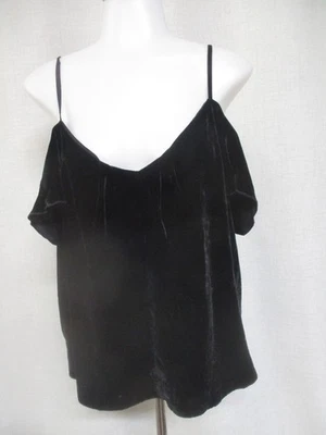 JOIE Black soft silk blend Velvet Cold Shoulder Camisole Top blouse shirt Sz M - image 1 of 4