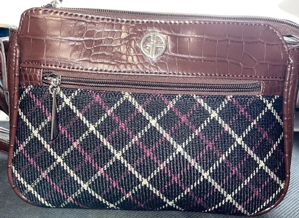 Giani Bernini Plaid Croco Crossbody Purse Handbag