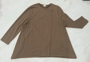 J.Jill PureJill Brown Zip Front Light Weight Asymmetrical Jacket Pima Cotton XL - Picture 1 of 12