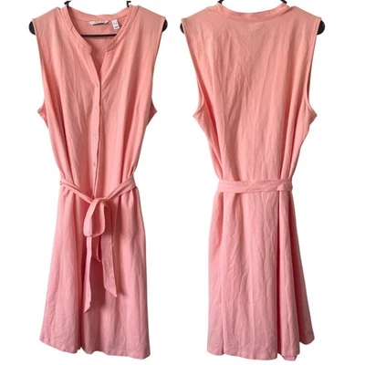 ISAAC MIZRAHI жить новый без ЯРЛЫКОВ Pique без рукавов галстук талии платье размер XL высокий персик - Изображение 1 из 2