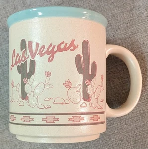 LAS VEGAS Arizona Pink Green Cactus Southwestern Style Mug NiB New - Picture 1 of 7