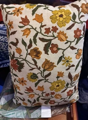 decorative throw pillow or cushion cover with a floral, embroidered pattern.  - Image 1 of 4