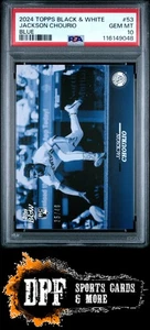 2024 Topps Black And White RC Jackson Chourio Blue #53 PSA 10 Rookie /49 Brewers - Picture 1 of 2