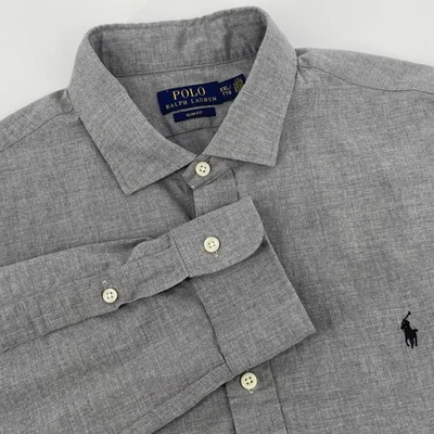 Polo Ralph Lauren Shirt Mens 2XL Gray Slim Fit Button Up Shirt Long Sleeve - Image 1 of 4