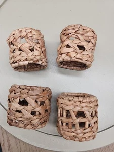 Anelli tovaglioli rotondi grossi intrecciati (4) vimini naturale rustico da spiaggia - Foto 1 di 6