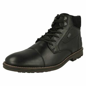 MENS RIEKER F5514 BLACK LACE UP DETAIL FORMAL CASUAL ANKLE BOOTS SHOES F5514