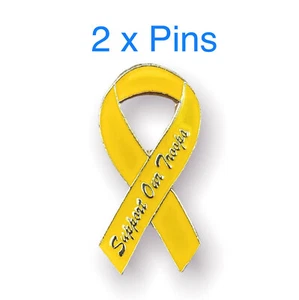 🌟(2 Pins) US Military Support Our Troops Yellow Ribbon Patriotic Lapel Hat Pin - Bild 1 von 6