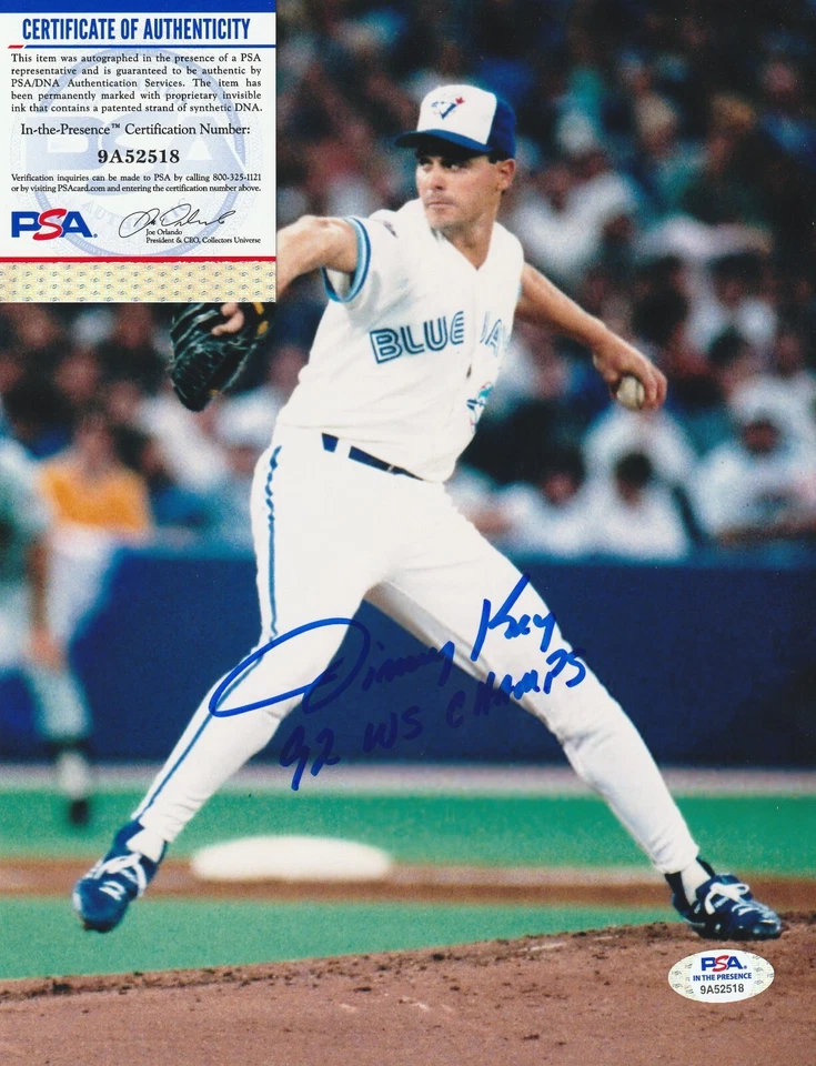 JIMMY KEY  TORONTO BLUE JAYS  92 WS CHAMPS  PSA AUTHENTICATED SIGNED 8x10 - Image 1 of 1