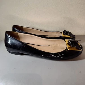Prada Mujer Charol Ballet Pisos Negro Talla 8 EU 39 - Imagen 1 de 8
