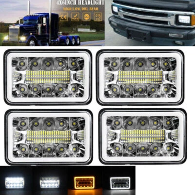 4PCS 4x6" Inch LED Headlights Hi-Lo Beam Lamp For Western Star 4900 Semi 81-02 - Image 1 of 4