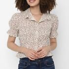 American Eagle Brown Neutral Ditzy Floral Cottagecore Ruffled Crop Top