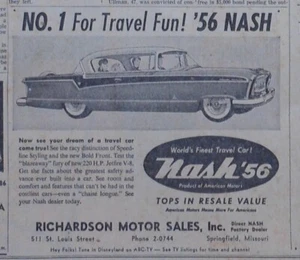 1955 newspaper ad for Nash - 1956 Ambassador, No.1 for Travel Fun! - Picture 1 of 1