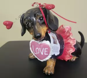 Blue Sky Clayworks Dachshund with Love Hearts TuTu 8"L 6"H - Picture 1 of 8