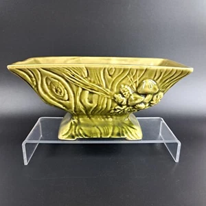 Vintage Ceramic Planter Rectangular Mushroom Avocado Green Unmarked - Picture 1 of 8