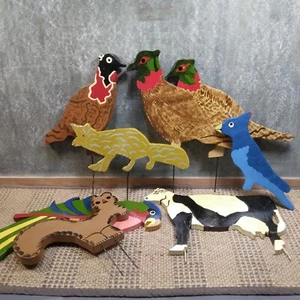 8 Hand Made/ Hand Painted Wood Lawn Ornament / Garden Art/ 1 of a Kind Animals - Picture 1 of 9