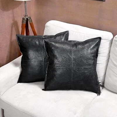 Funda de almohada de cuero para decoración del hogar Funda de cojín Cuero genuino Napa Salón Dormitorio Foto 1 de 4