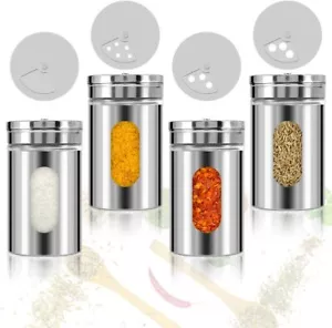 Glass Storage Jar with Shaker Lid Kitchen Seasoning Spice Herb Salt Pepper Jars - Picture 1 of 10