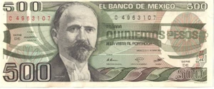 1983 MEXICO Crisp Uncirculated 500 Pesos Francisco I. Madero Banknote - Picture 1 of 2