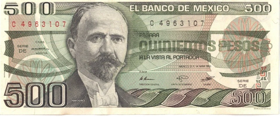 1983 MEXICO Crisp Uncirculated 500 Pesos Francisco I. Madero Banknote - Image 1 of 2