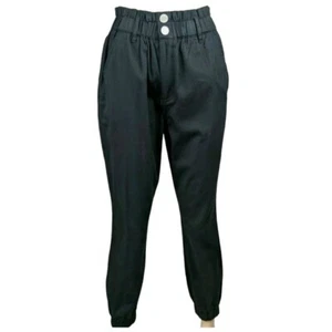INC Women's Paperbag Waist Jogger Pants Size 6 High Waist Soft Black Twill - Picture 1 of 17